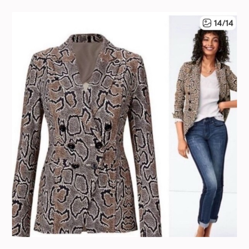 CAbi Tan and Black Textured Jacket